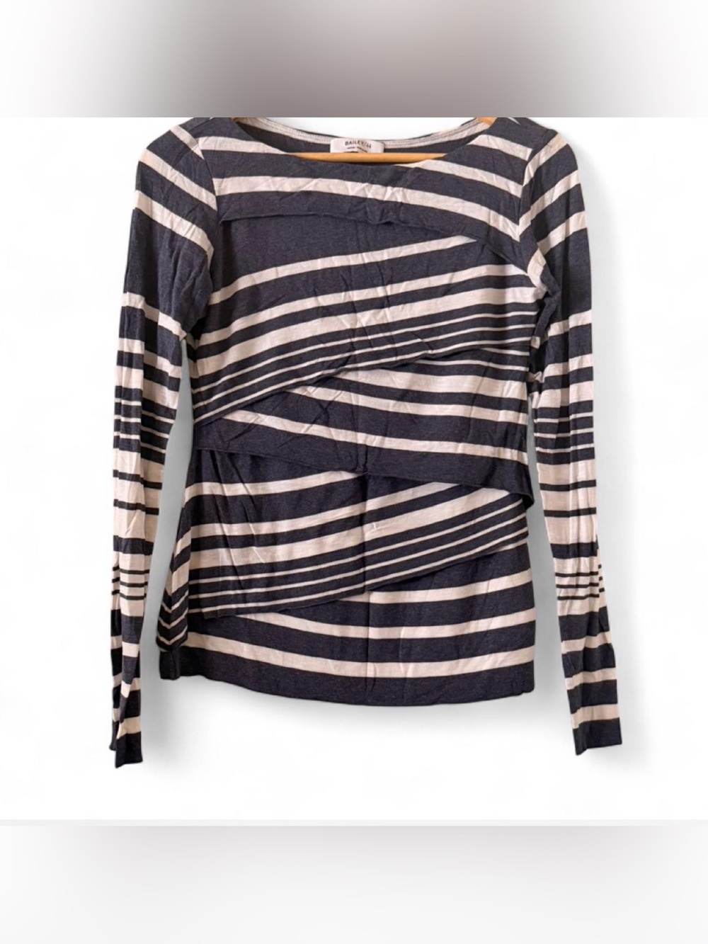 Bailey 44 Navy & White Asymmetrical Stripe Long-Sleeve Tee